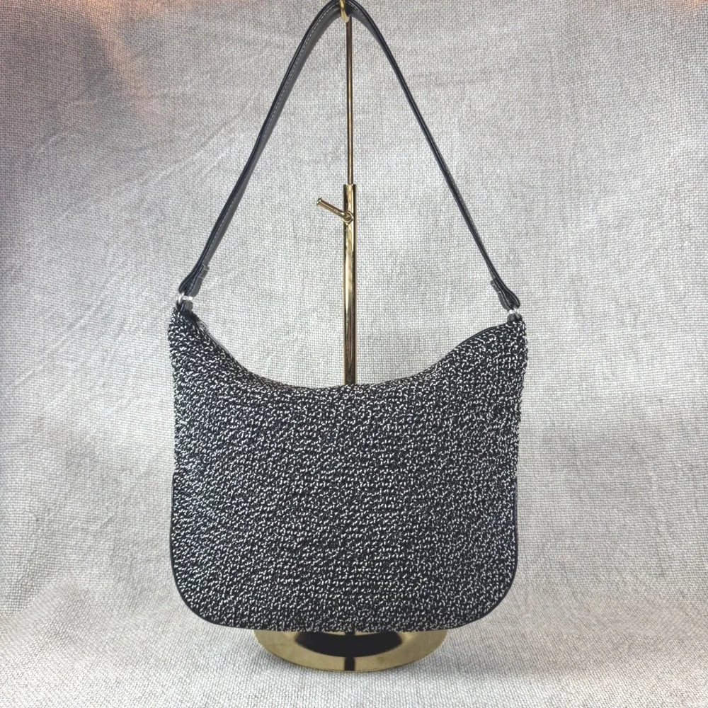 Early 2000s The Sak‎ Elliott Luca Knit Shoulder Bag Black White